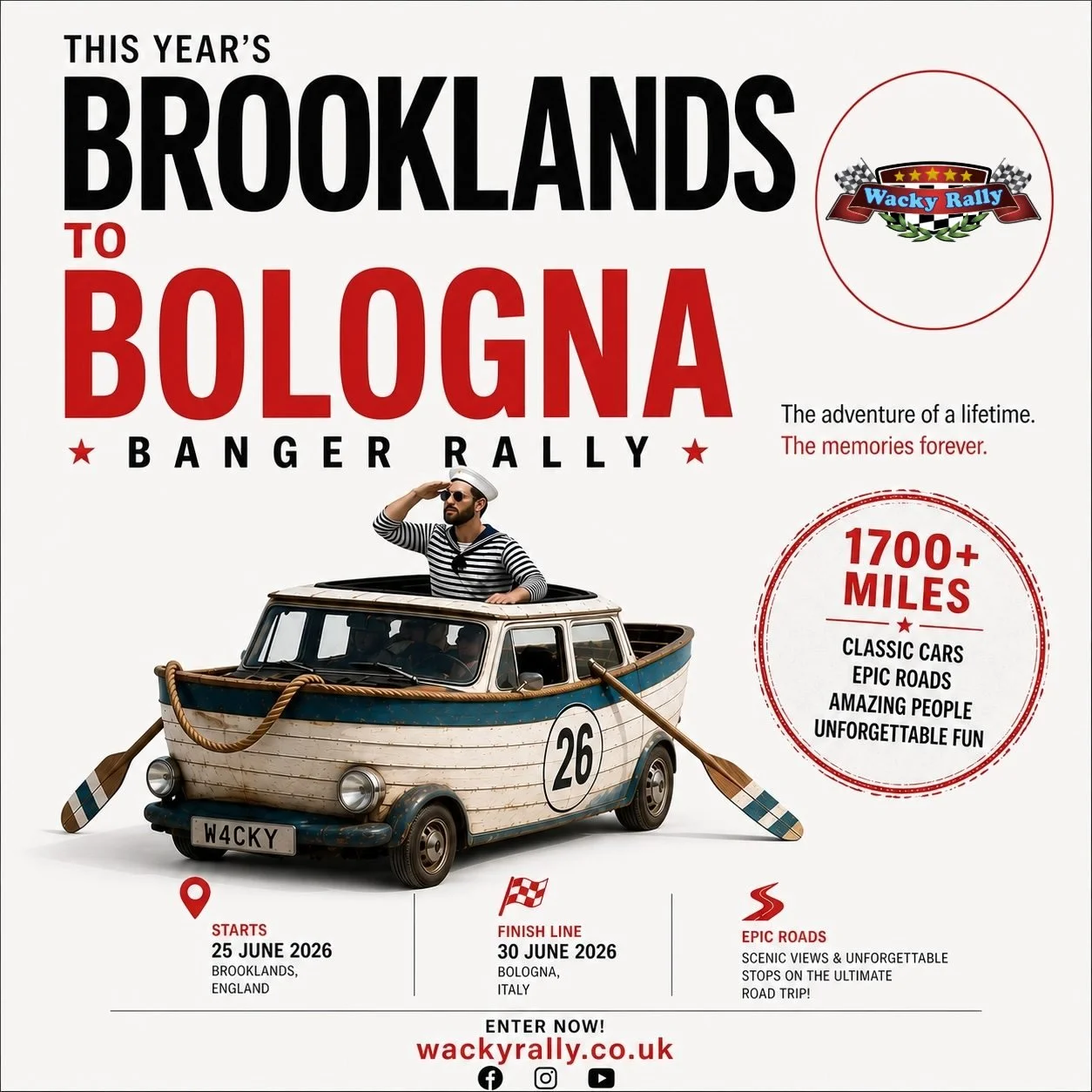 Grab a mate. Buy a banger. Drive to Bologna.
Don&rsquo;t overthink it.

We&rsquo;ll handle the route.
You handle not breaking down. Good luck
