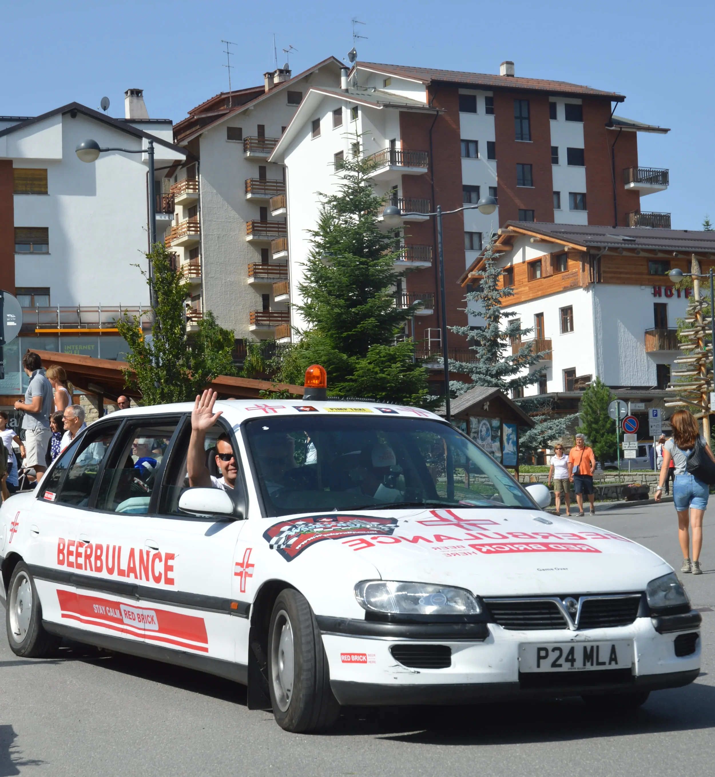 A white ambulance car with 