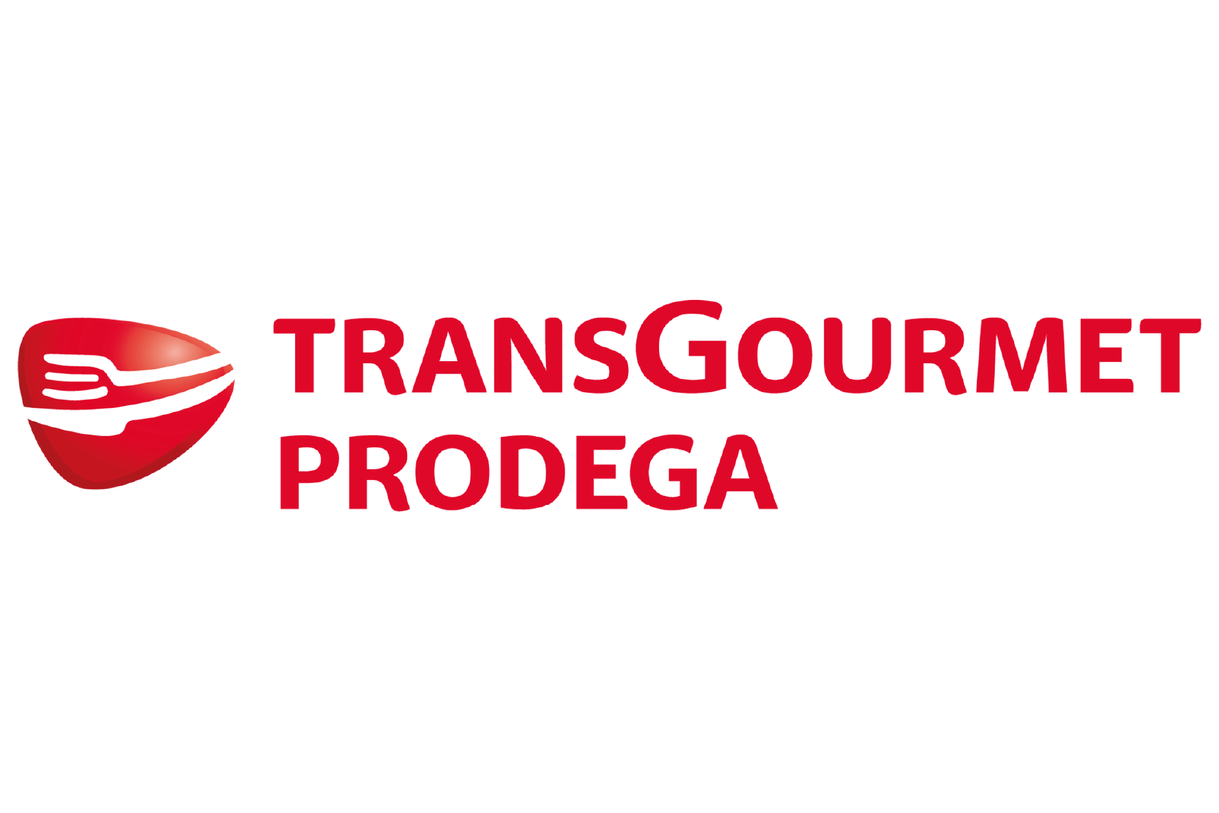 Logo mit rotem Kugel-Symbol und dem Text 'Transgourmet Prodega' in roter Schrift.