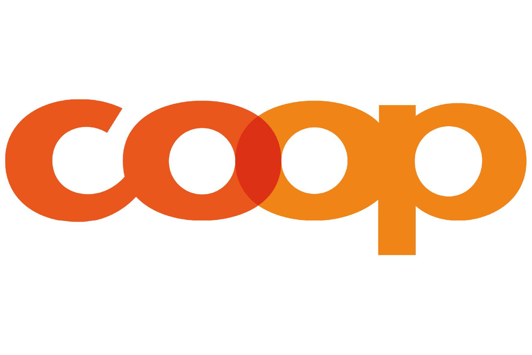 Das Logo von Coop, bestehend aus den Buchstaben 'coop' in orange- und rotfarbenen Kreisen.