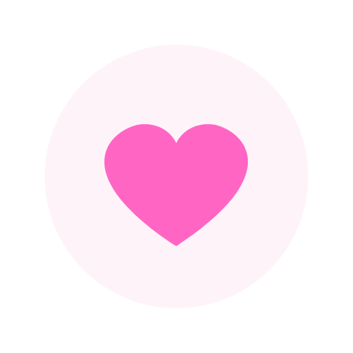 Pink heart inside a white circle on a black background.