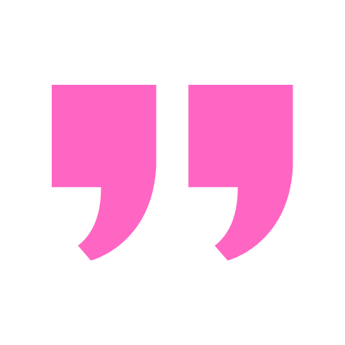 Pink quotation marks on a black background.