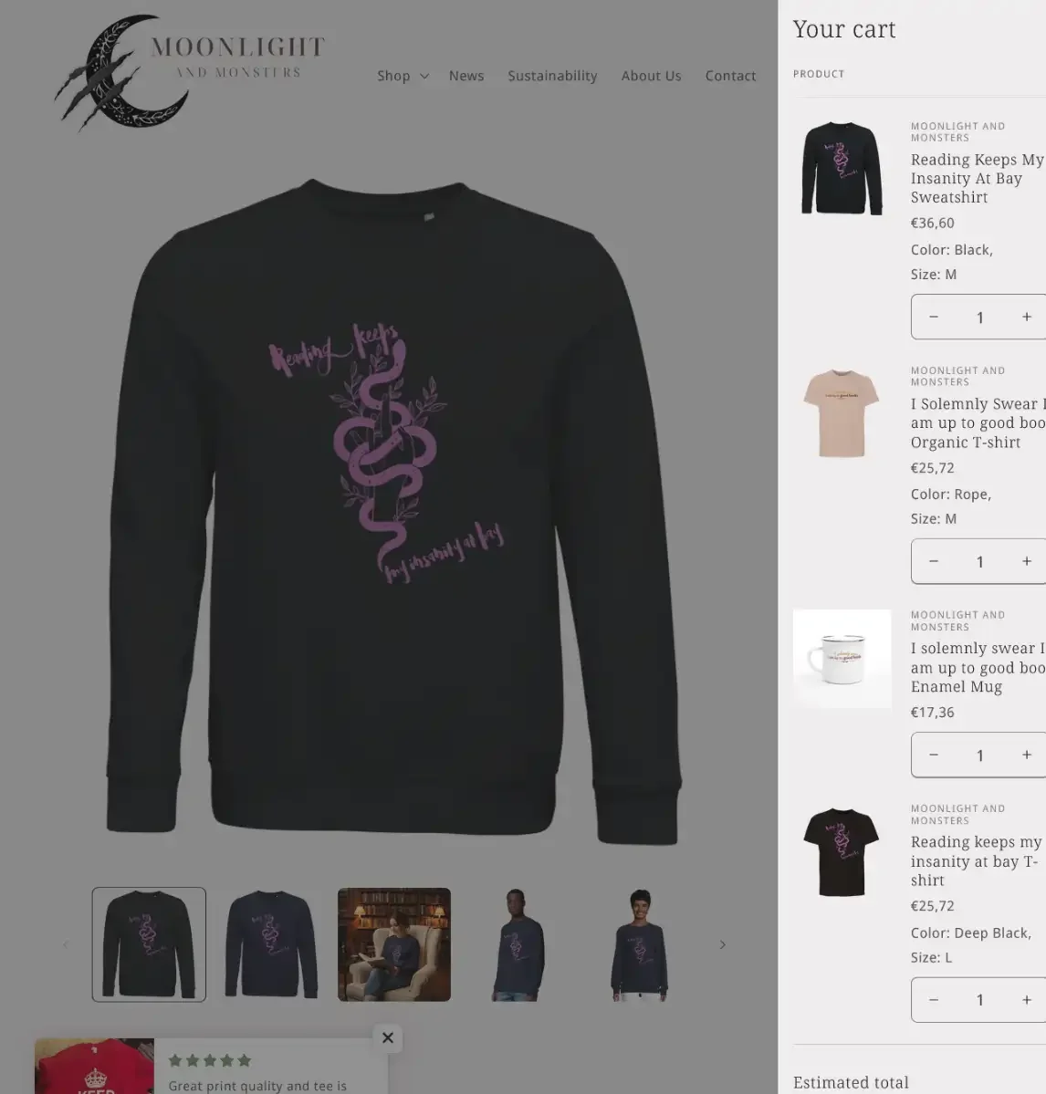 Kundvagn som flik till höger.