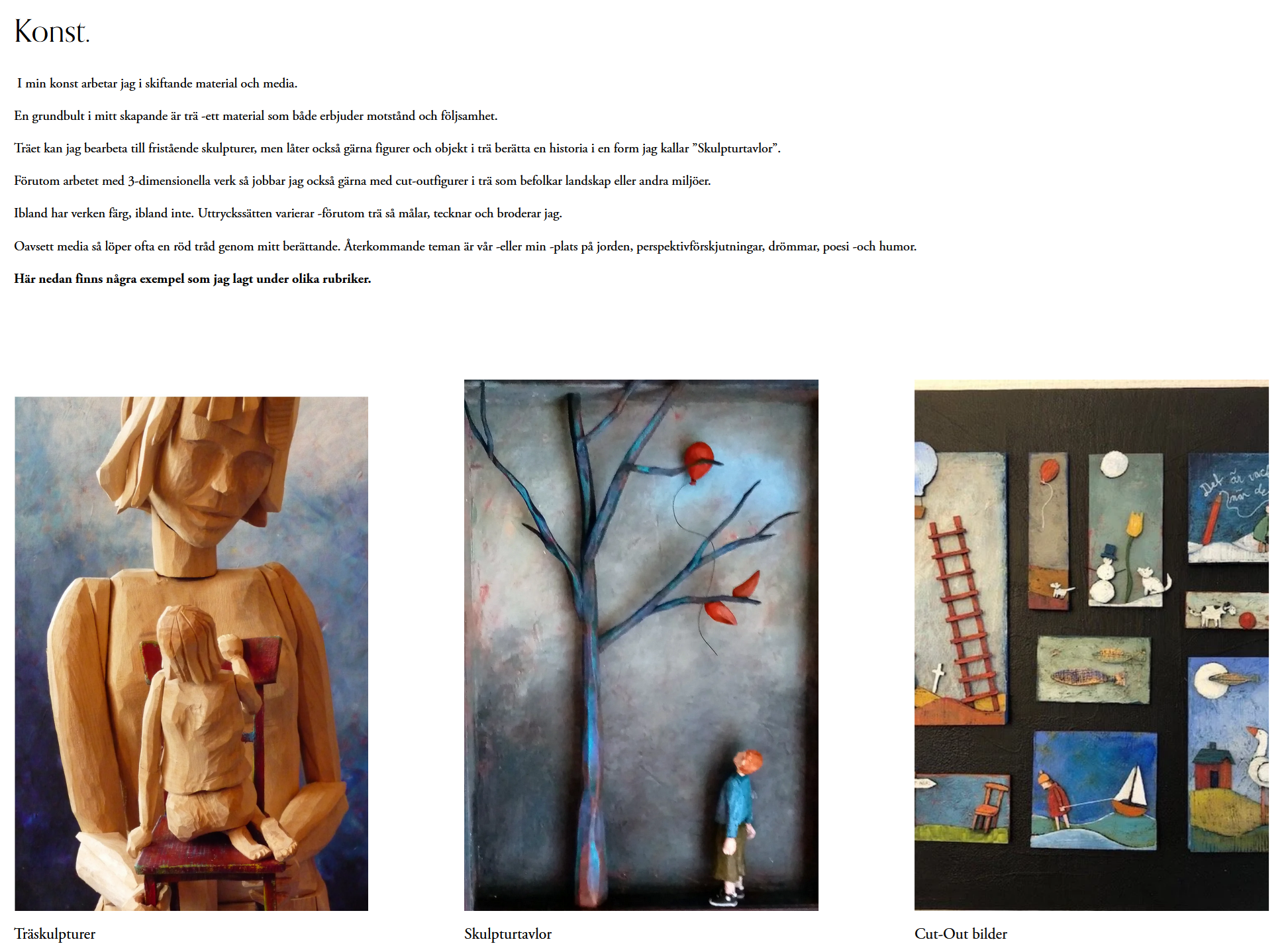 Portfoliosida med kategorier