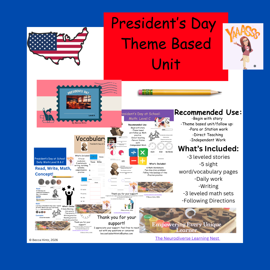 President's Day at School Theme Based Learning Package