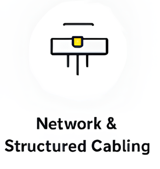 Line drawing of a network hardware device with text 'Network & Structured Cabling' underneath.