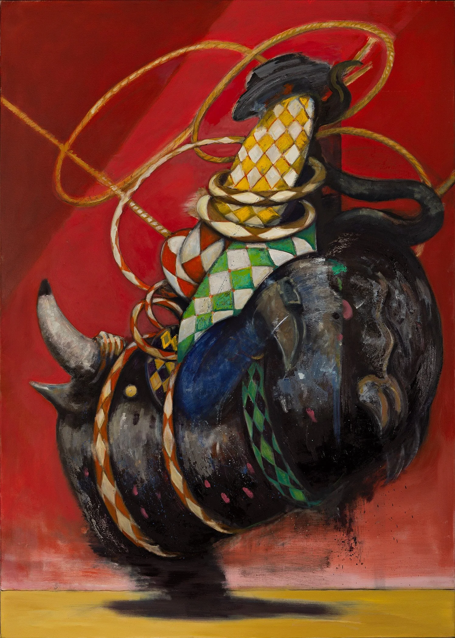 " The Rider in Red", 2026, oil on canvas, 84"x60".