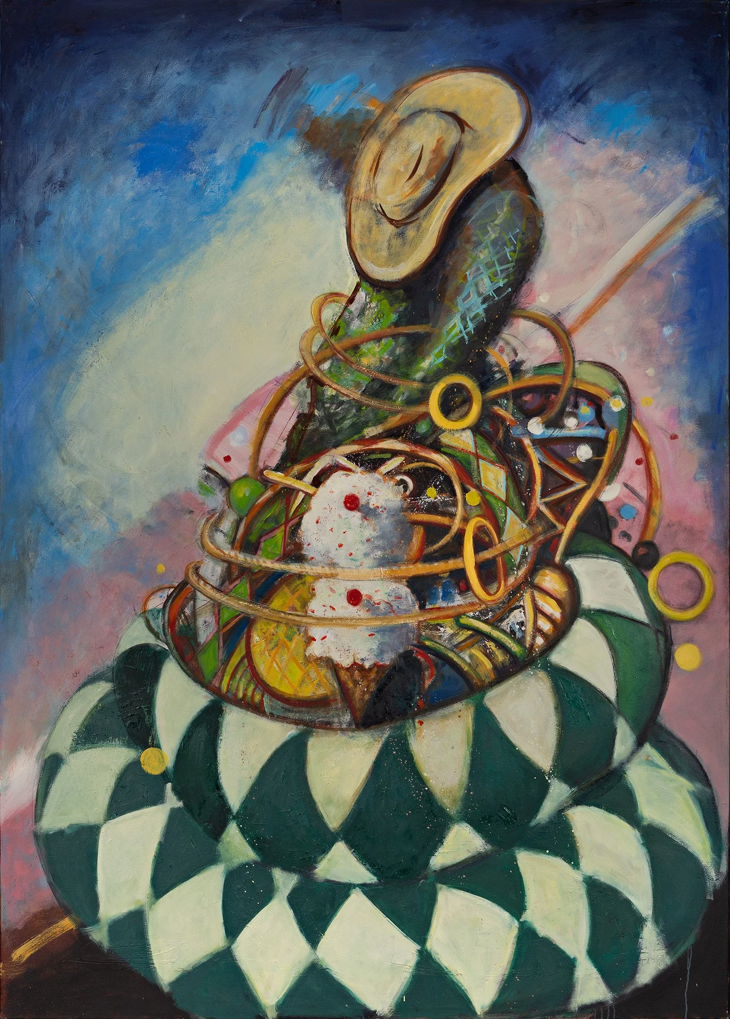 " A star in a stone boat" , 2026, oil on canvas, 84"x60".
