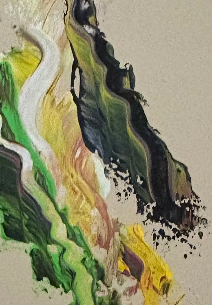 Carte artistique abstraite originale, peinture acrylique sur papier, oeuvre signée Isabelle Mattei