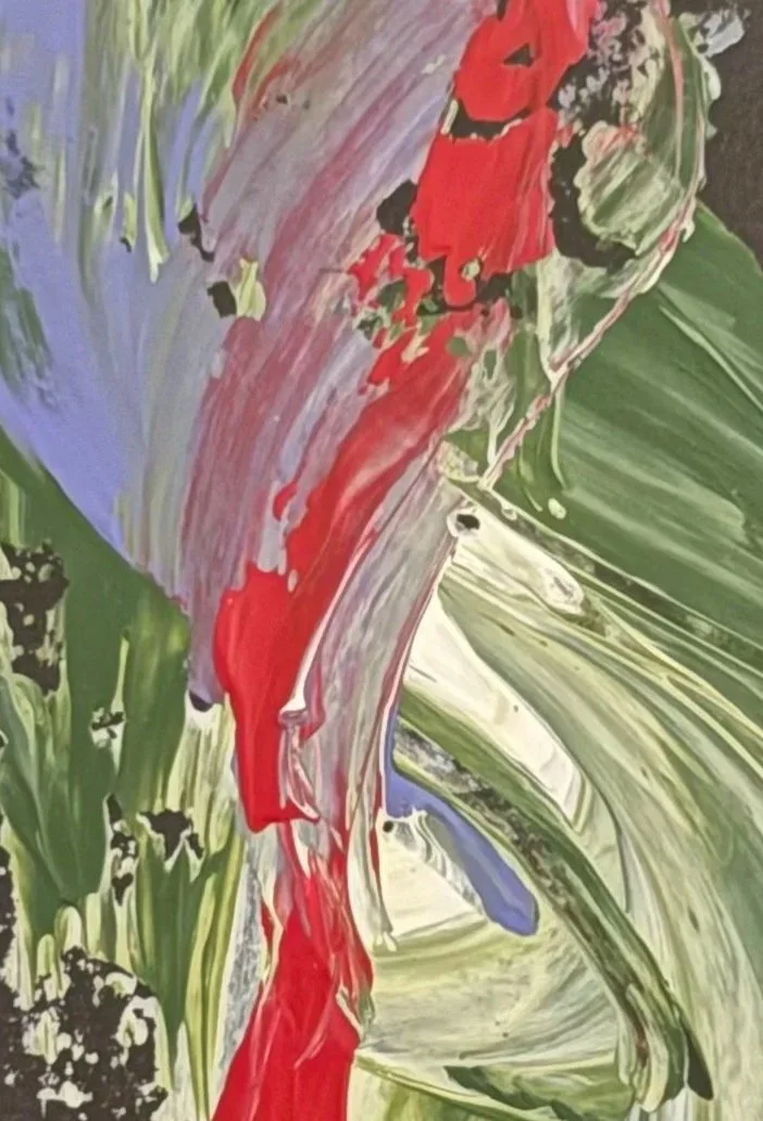 Carte artistique abstraite originale, peinture acrylique sur papier, oeuvre signée Isabelle Mattei