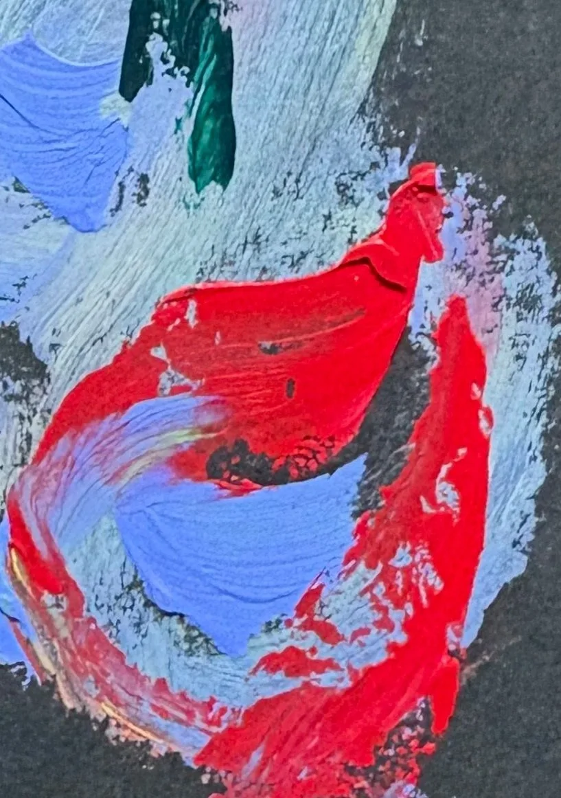 Carte artistique abstraite originale, peinture acrylique sur papier, oeuvre signée Isabelle Mattei