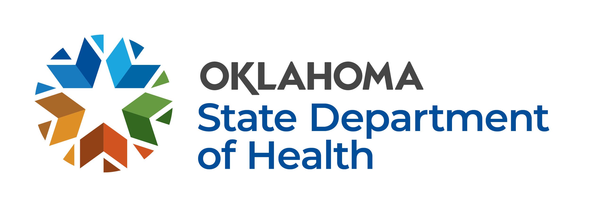 Oklahoma State Department of Health logo featuring a multicolored abstract design and text.