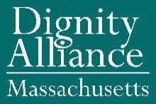 Logo of Dignity Alliance Massachusetts with teal background and white text.