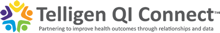 Telligen QI Connect logo with colorful abstract human figures and the tagline 'Partnering to improve health outcomes through relationships and data'