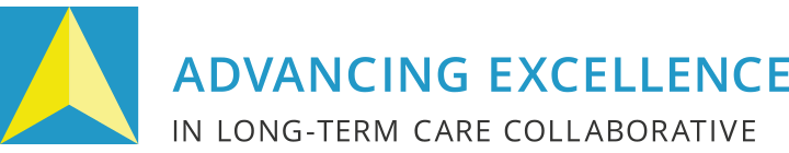 Advancing Excellence in Long-term Care Collaborative logo featuring a stylized yellow and blue triangle.