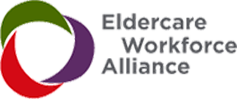 Logo of Eldercare Workforce Alliance with a multicolored circular design and text