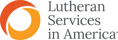 Lutheran Services in America logo with orange and gray design and text