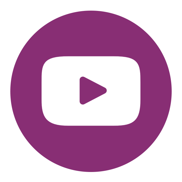 YouTube play button icon inside a purple circle.