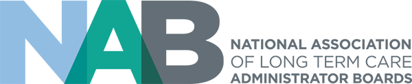 Logo of the National Association of Long Term Care Administrative Boards with large stylized letters NAB
