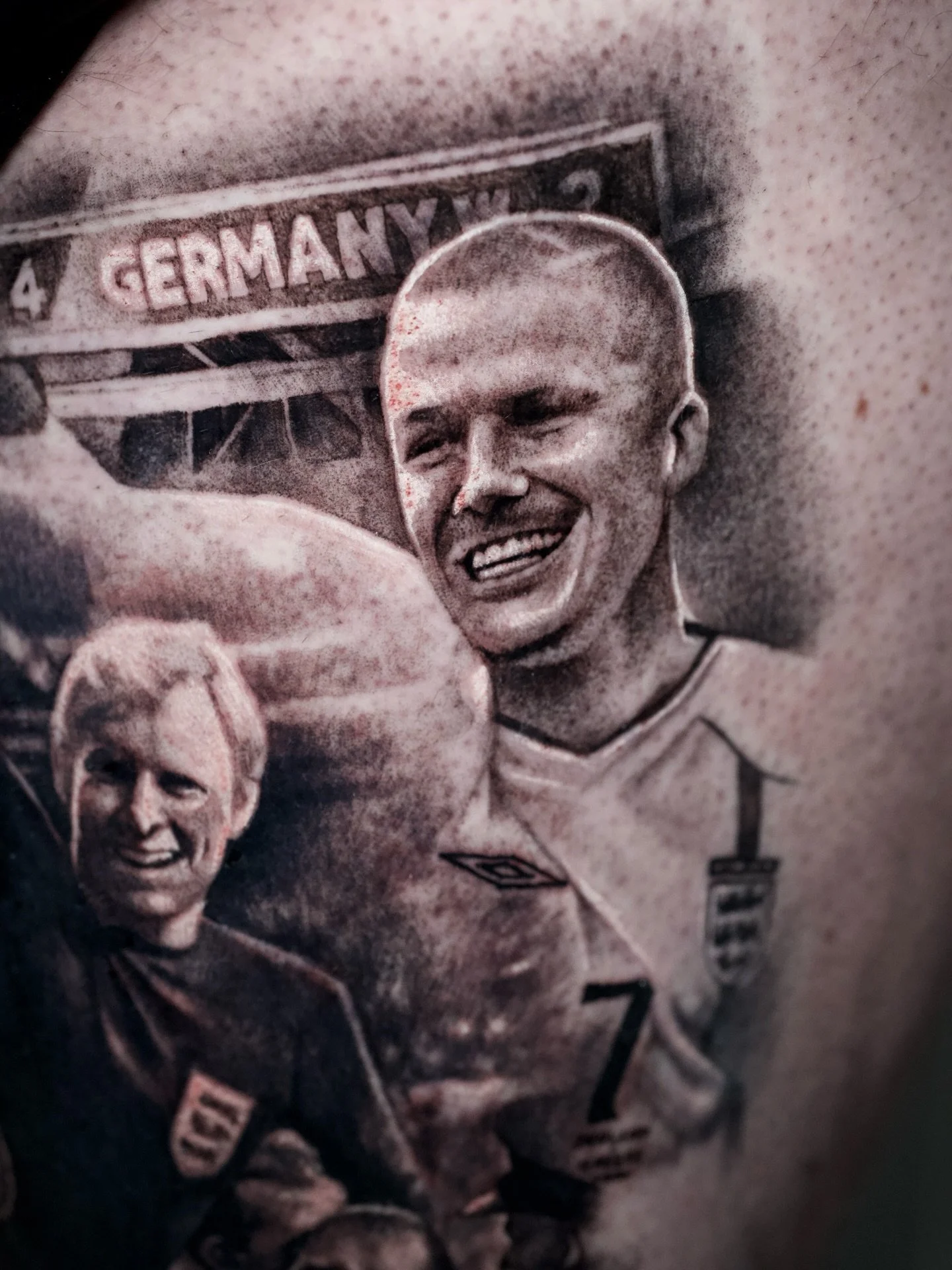 Went for a collage style for this footy piece 💫 really enjoyed all the little details. Ft a young @davidbeckham 

Books open for June onwards for Sunshine Coast &amp; Brisbane 🌞 
I&rsquo;ll be at @moffat_beach_tattoo and @harpoonandhighwater 

#eng
