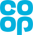 Close-up of the Co-op logo in blue text.