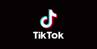 TikTok logo with icon and text on a black background