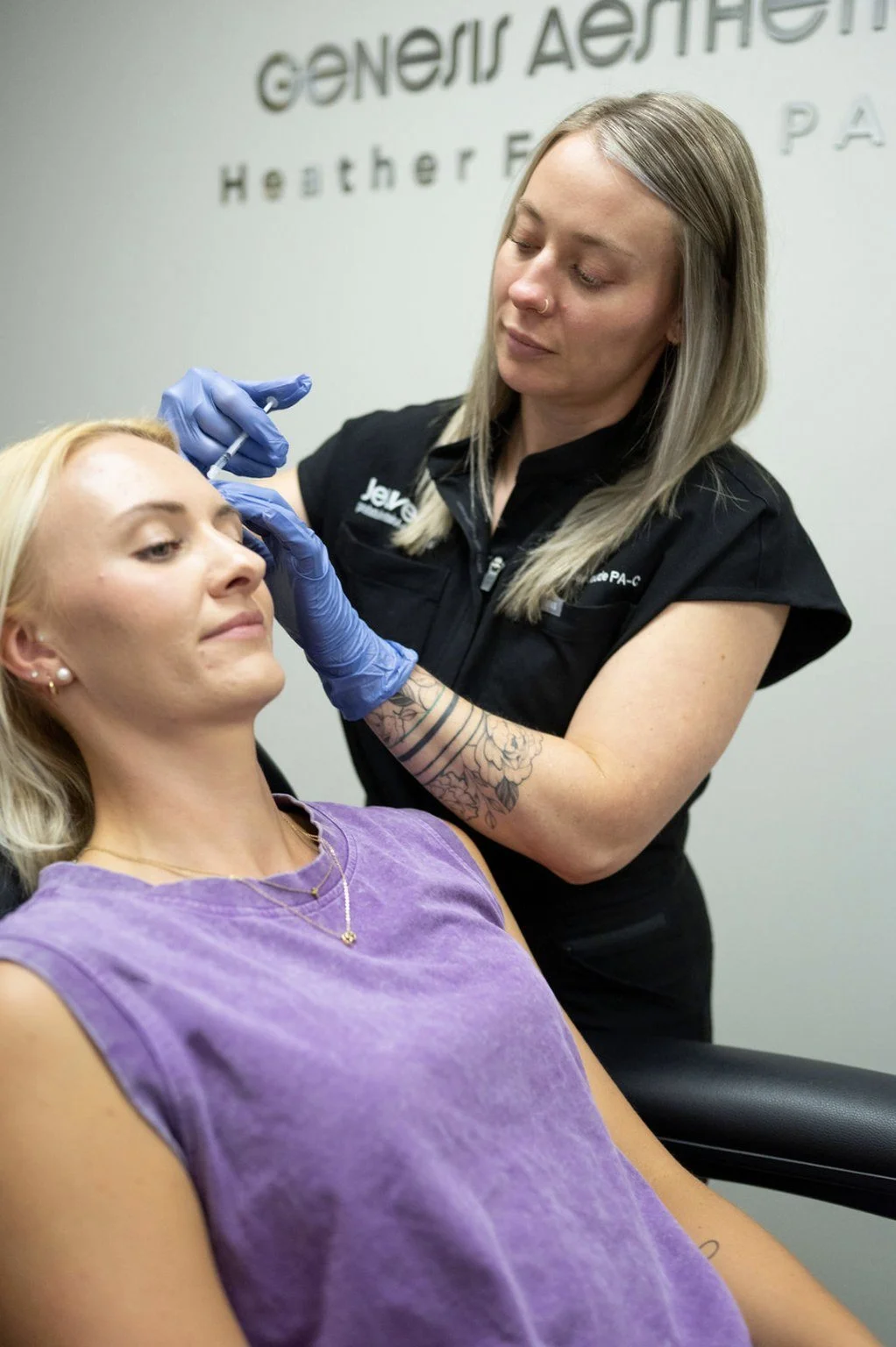 Heather Faude PA-C performing an injectable treatment at Genesis Aesthetics