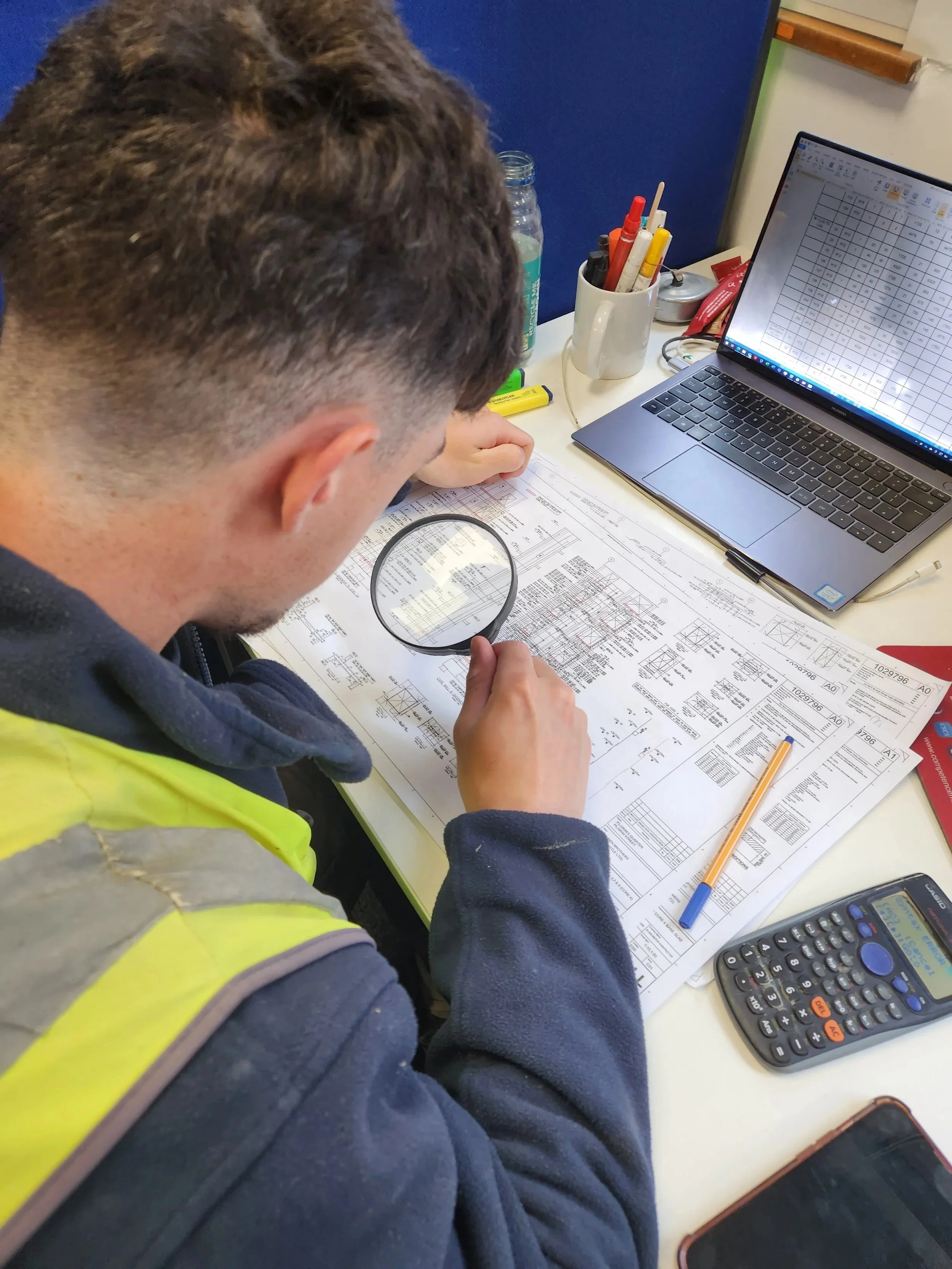 Pre-checking RC detailing prior to inspection, ensuring accuracy before work reaches site.