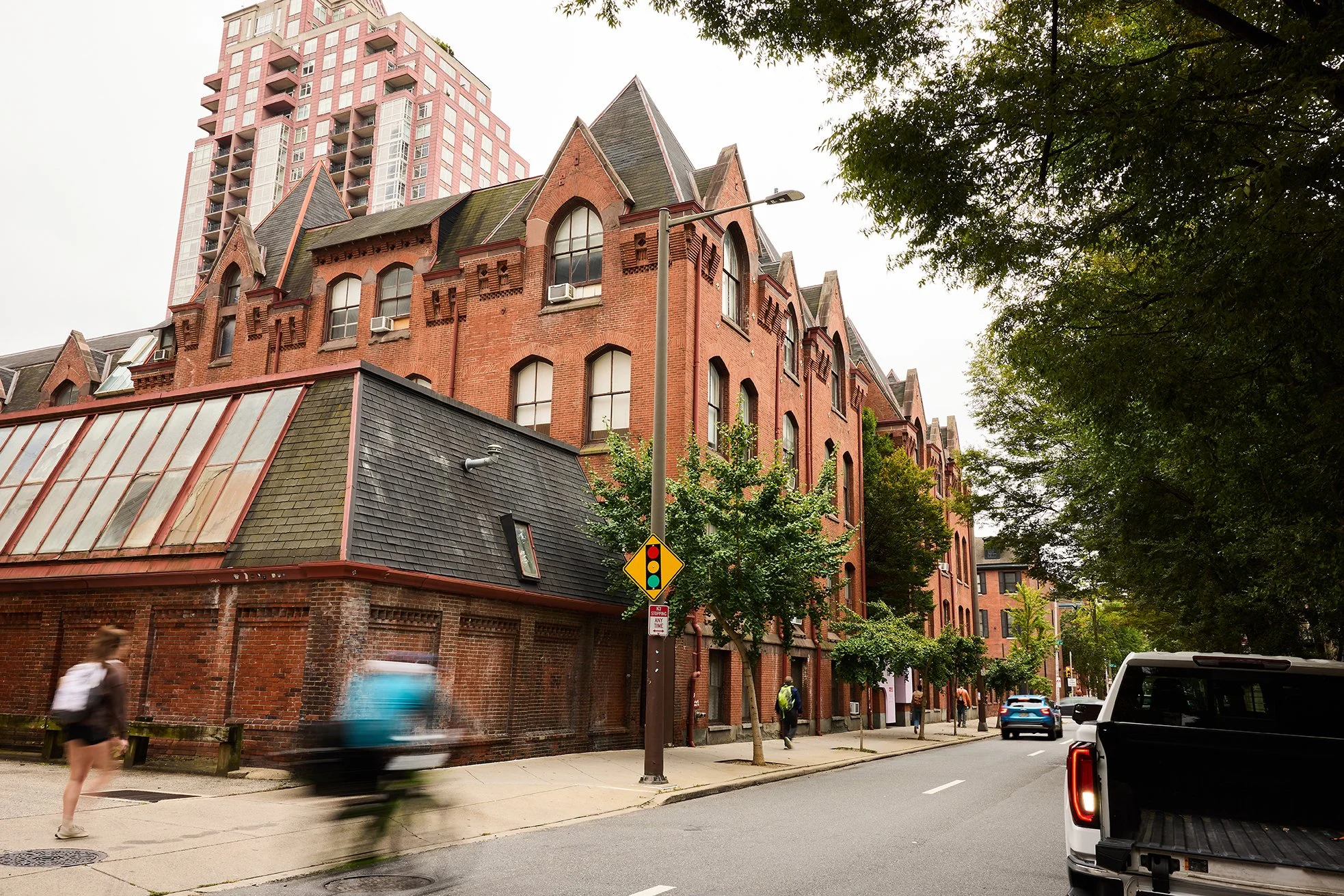 15th Street view of Furness North, a brick industrial building designed by Frank Furness.