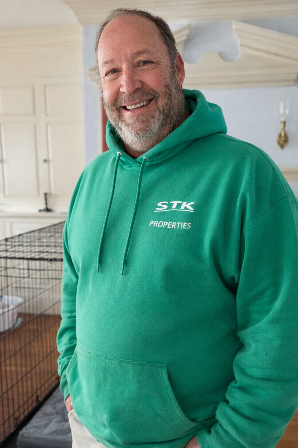Sean Keefe, owner of STK Junk Removal, wearing branded apparel and representing a friendly, reliable local junk removal service.