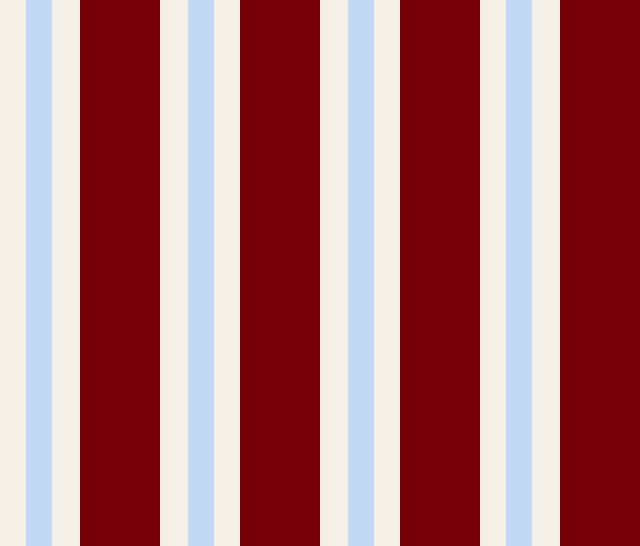 Red and white vertical striped background with light blue vertical lines.