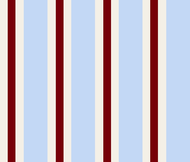 Vertical red and white striped fabric with a light blue background.