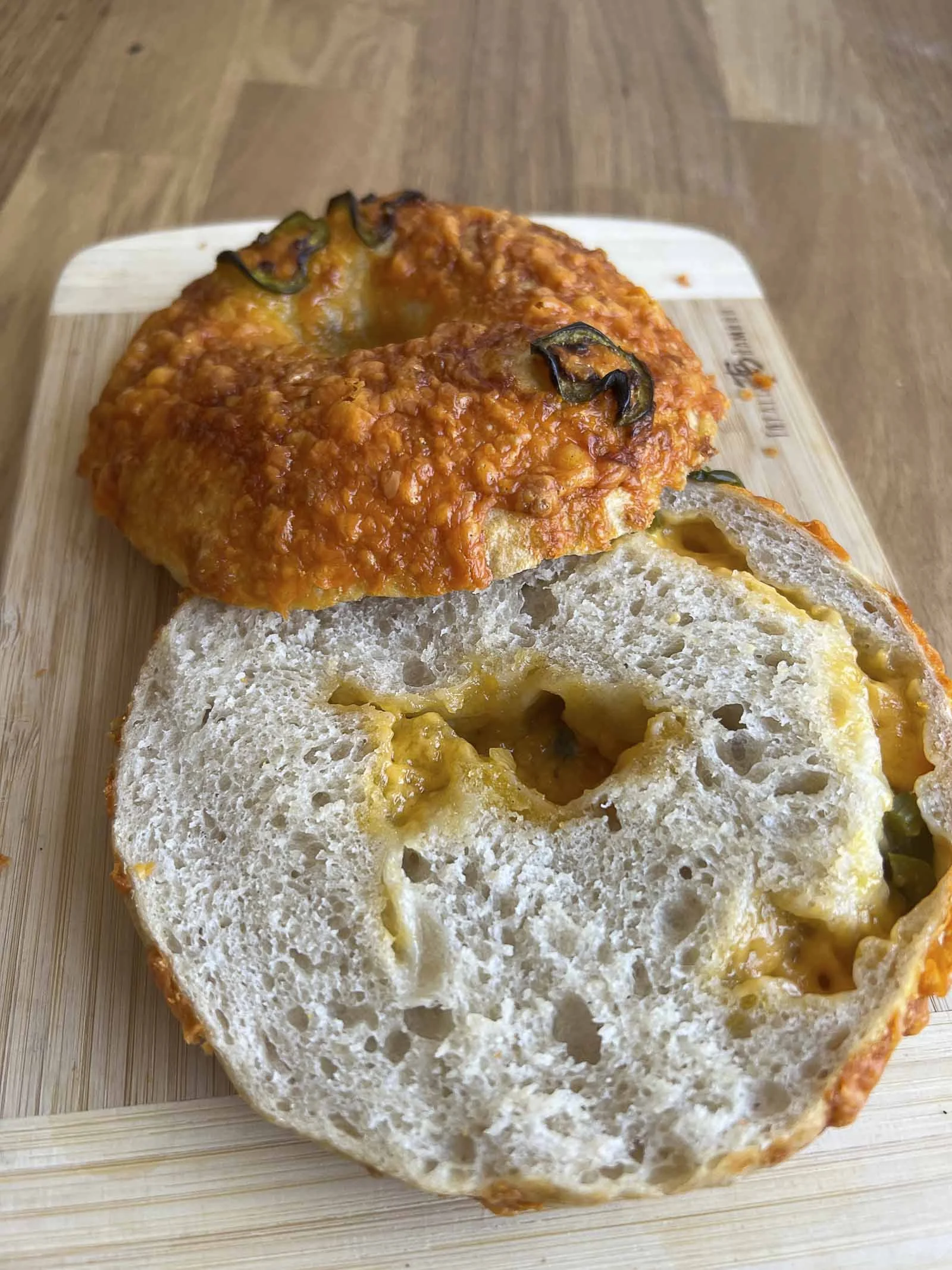 Cheddar Jalapeño Sourdough Bagels