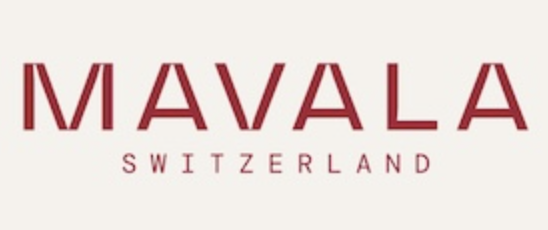 Logo mit dem Text 'MAVALA SWITZERLAND' in roten Buchstaben auf hellem Hintergrund.