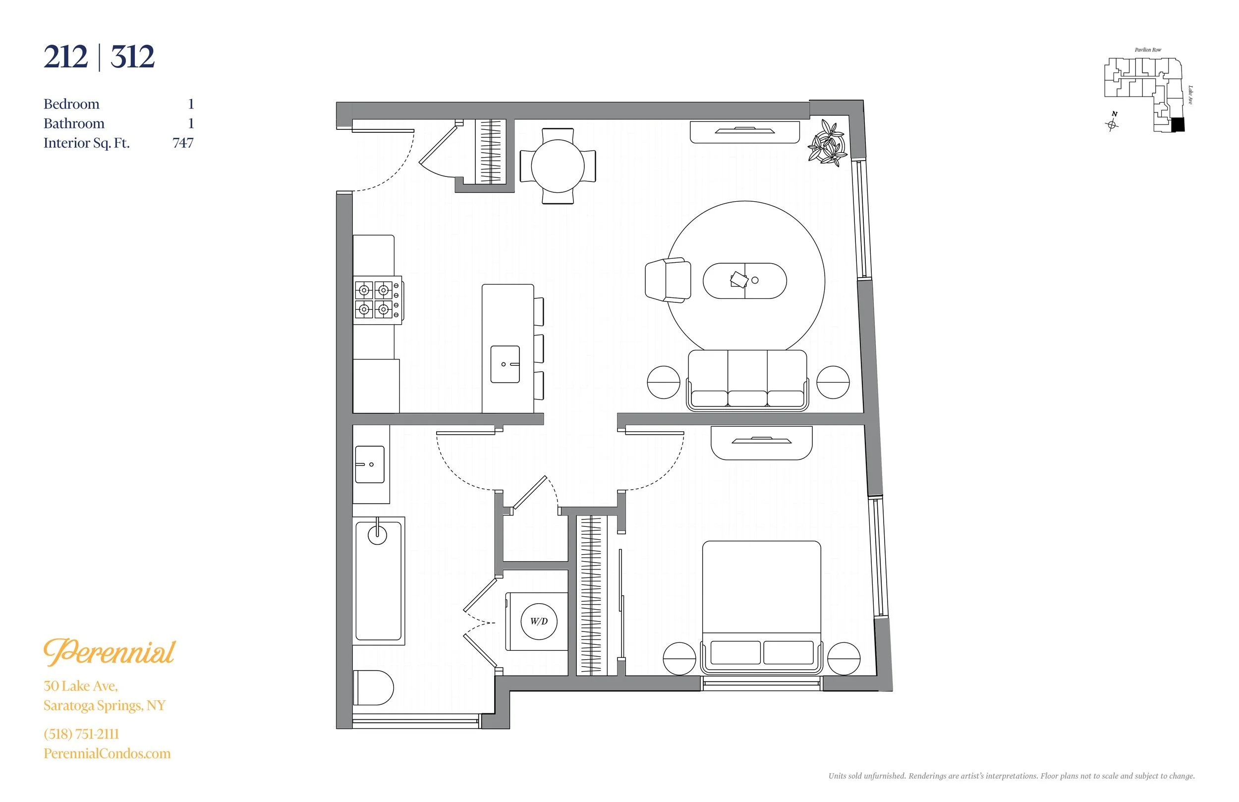 Floor plan layout of an apartment or condo, showing rooms such as living room, kitchen, bedroom, bathrooms, with furniture and fixtures, labeled with room names and measurements.