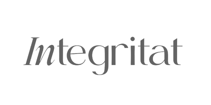 The word 'Integritat' written in a stylized font on a black background.