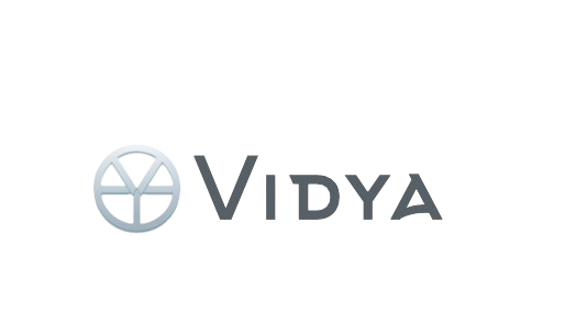 Logo for VIDYA with a circular symbol and stylized text.