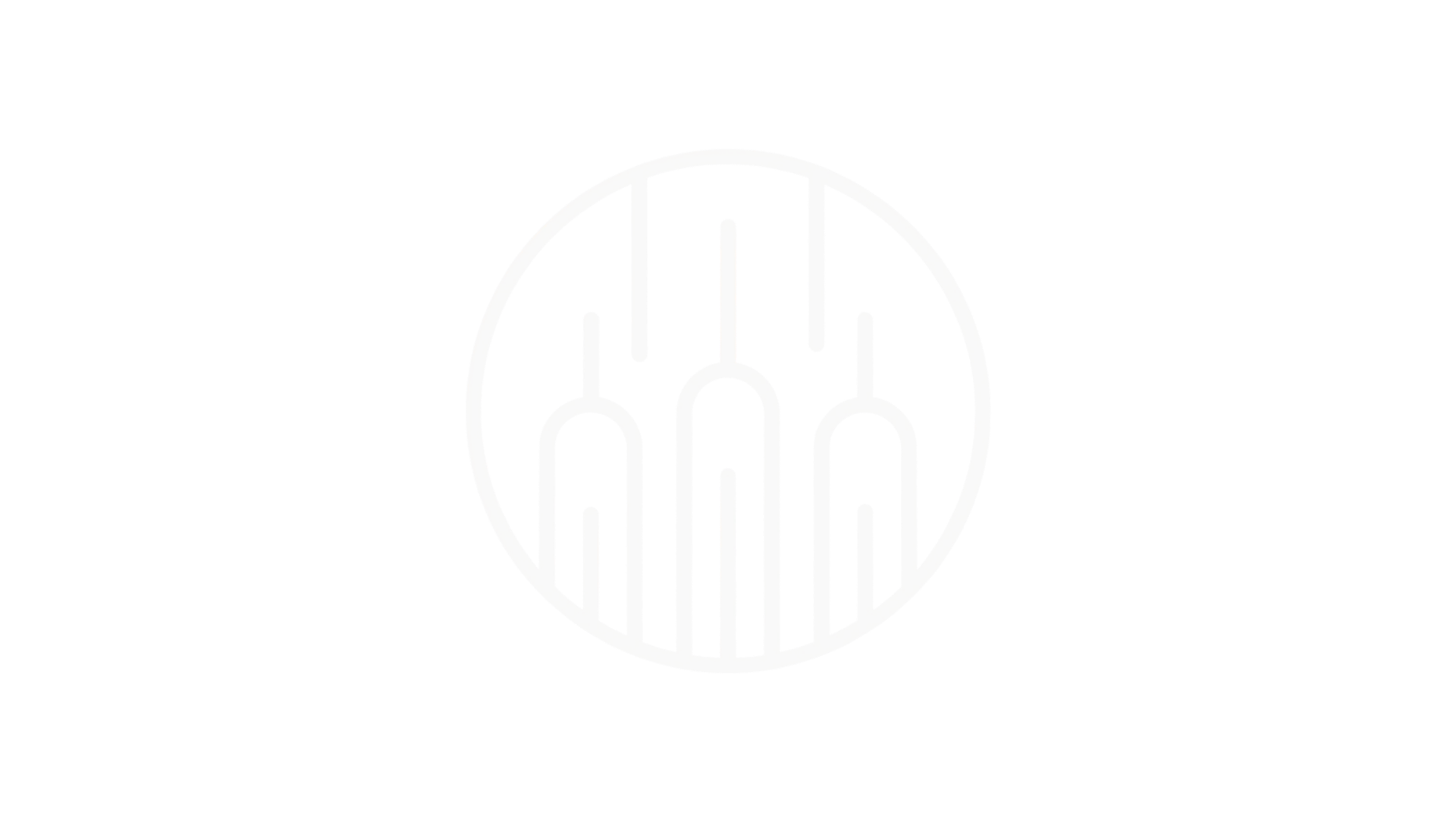 White outlined circle with vertical lines on black background