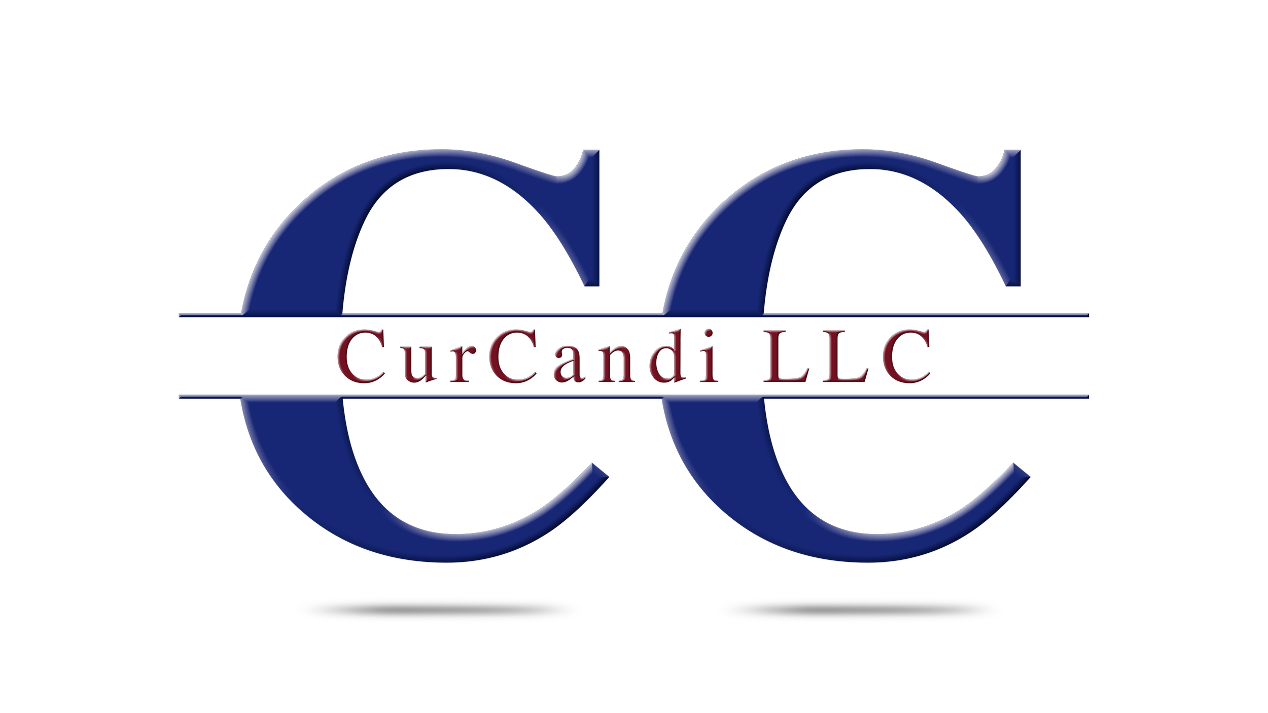 Logo of CurCandi LLC featuring two overlapping blue stylized letter C's with the company name in maroon text across the middle.
