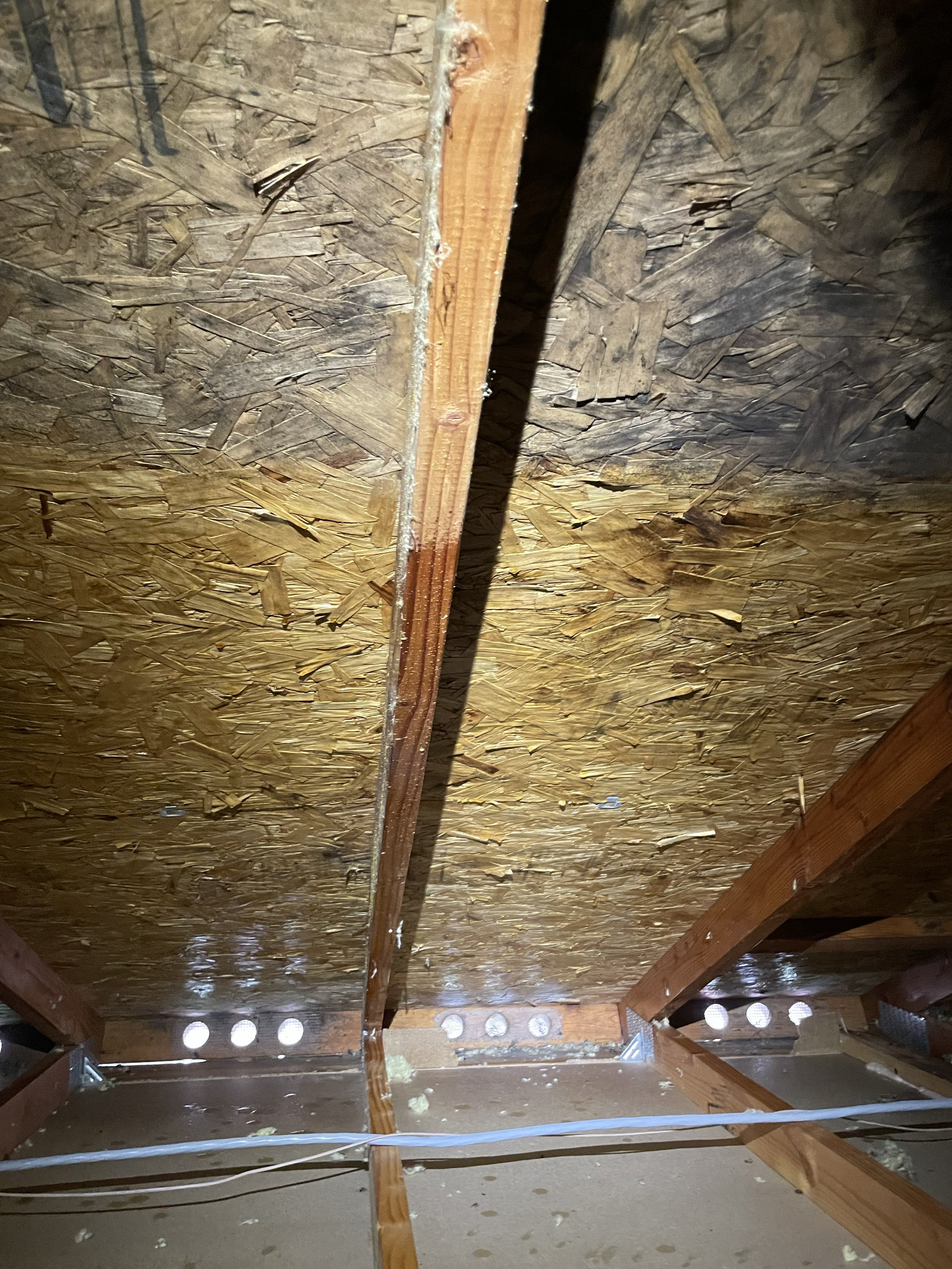 Attic mold staining treatment and ventilation