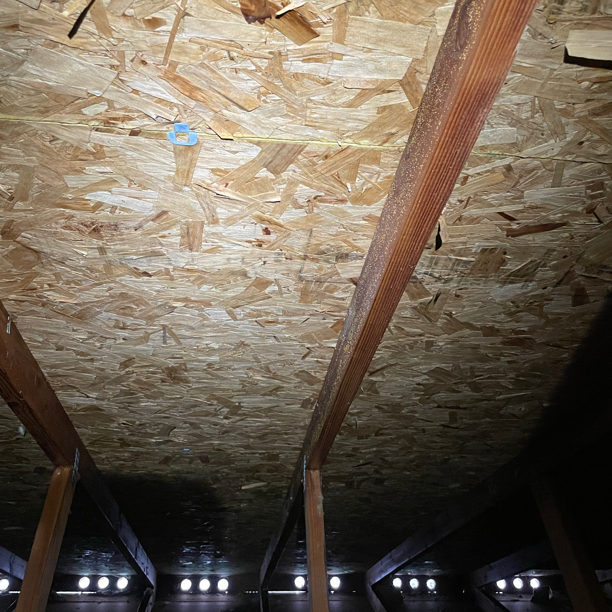 View of attic ventilation prior to insulation being installed.