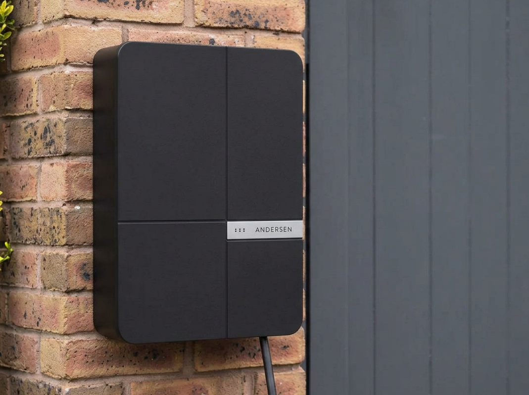 Professional EV charger installation by approved and registered electrician in Sussex. Beautiful Andersen EV charger installed with great attention to detail