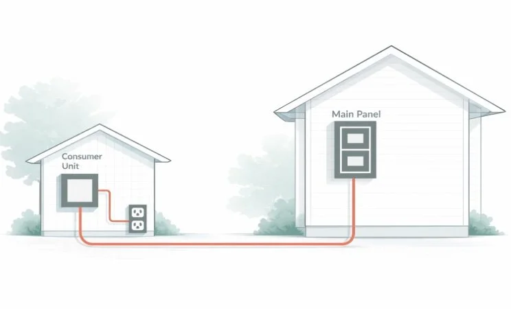 Submain electrical supply for garden room in Lewes by professional registered electrician