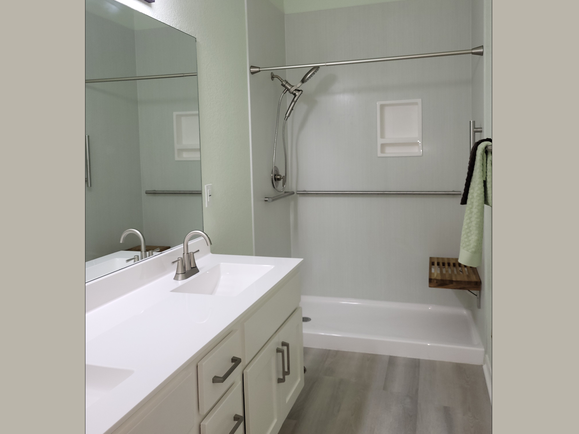 Bathroom remodel with aging-in-place shower in Central Texas