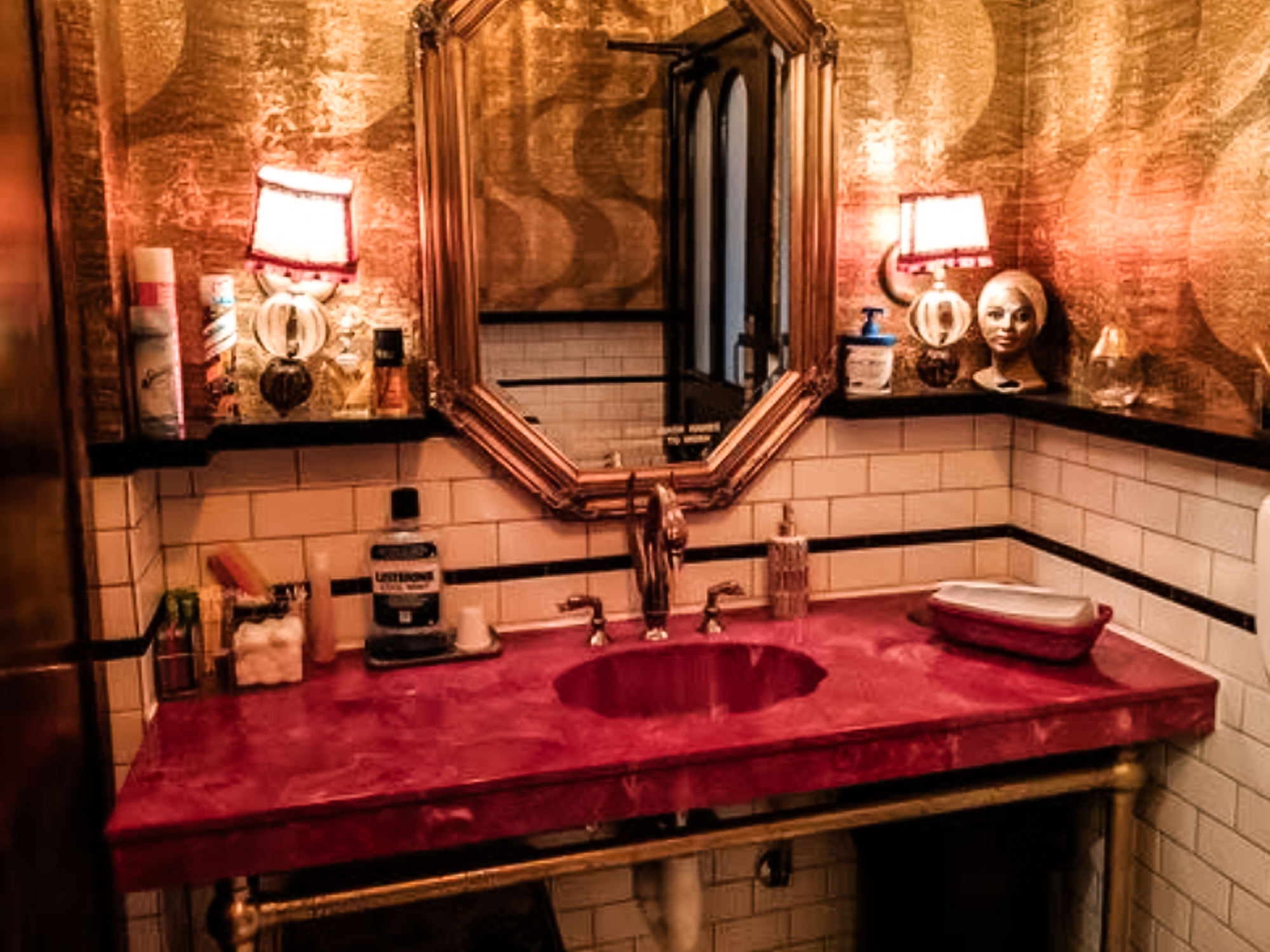 Cultured marble vanity installed at Home Slice Pizza in North Austin