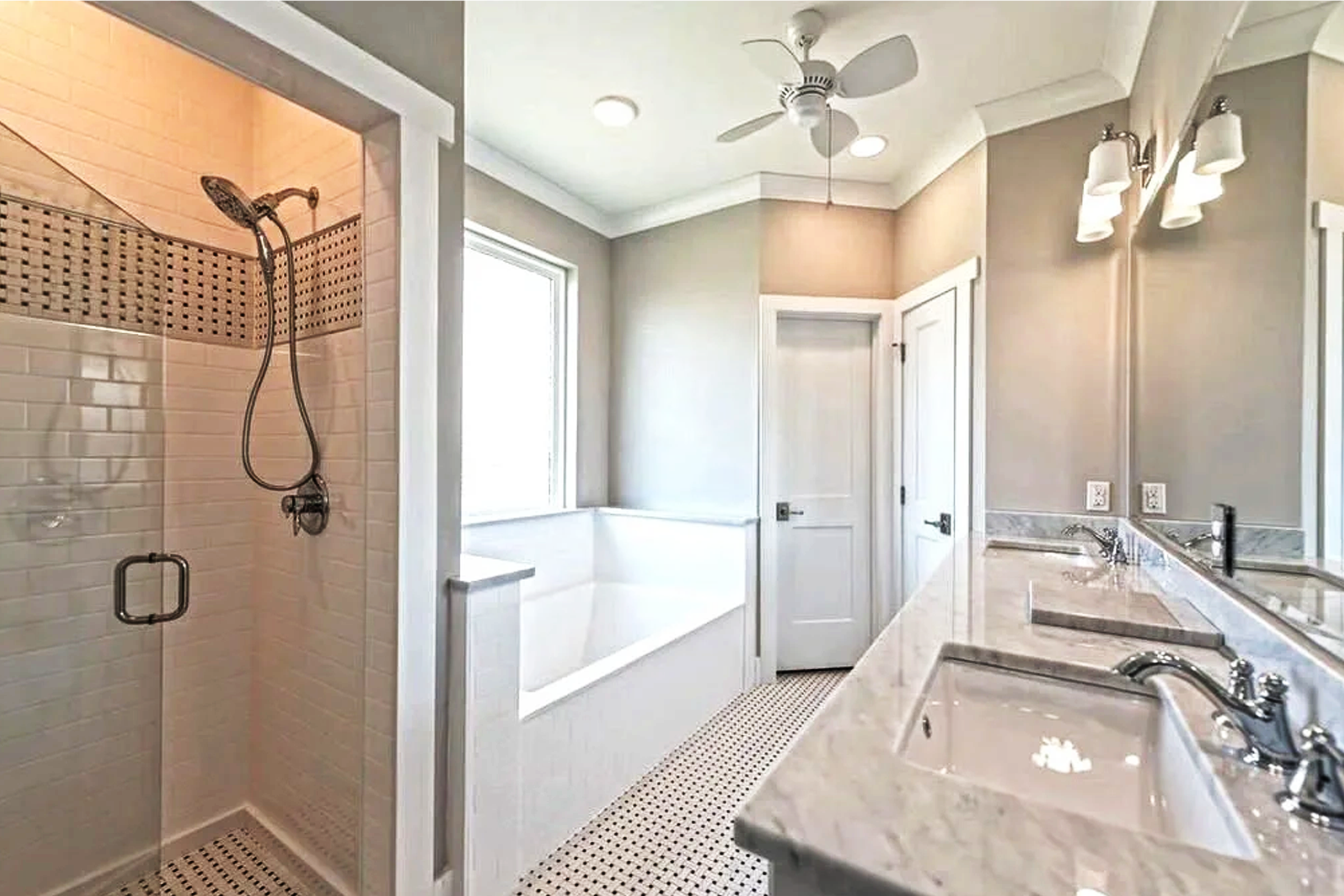Residential bathroom with cultured marble remodel in Central Texas