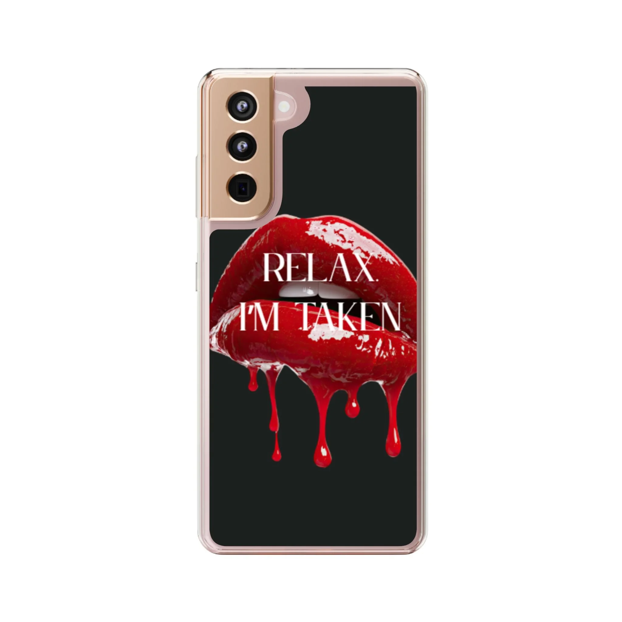 Clear Phone Case — Black Dripping Red Lips Design with 