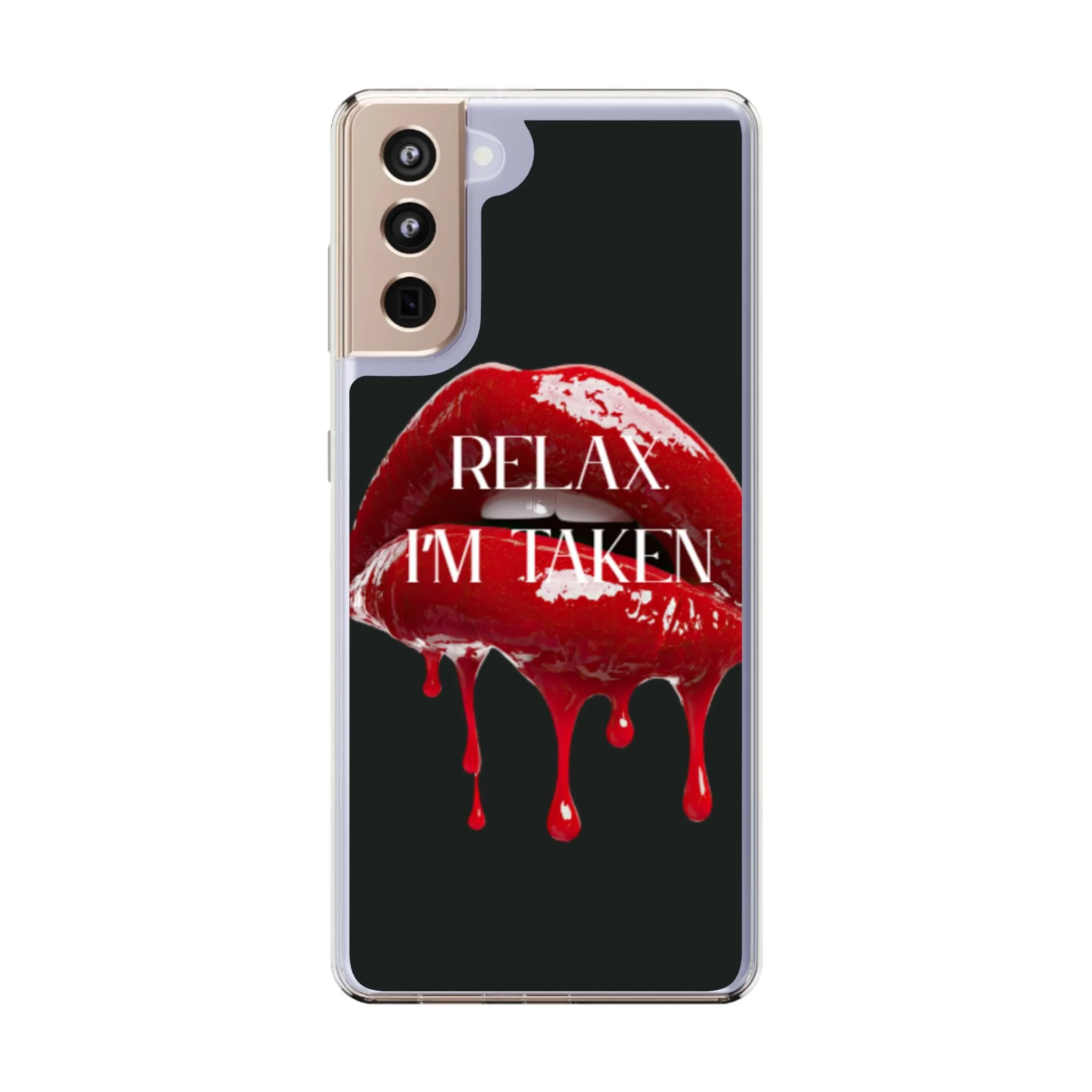 Clear Phone Case — Black Dripping Red Lips Design with 