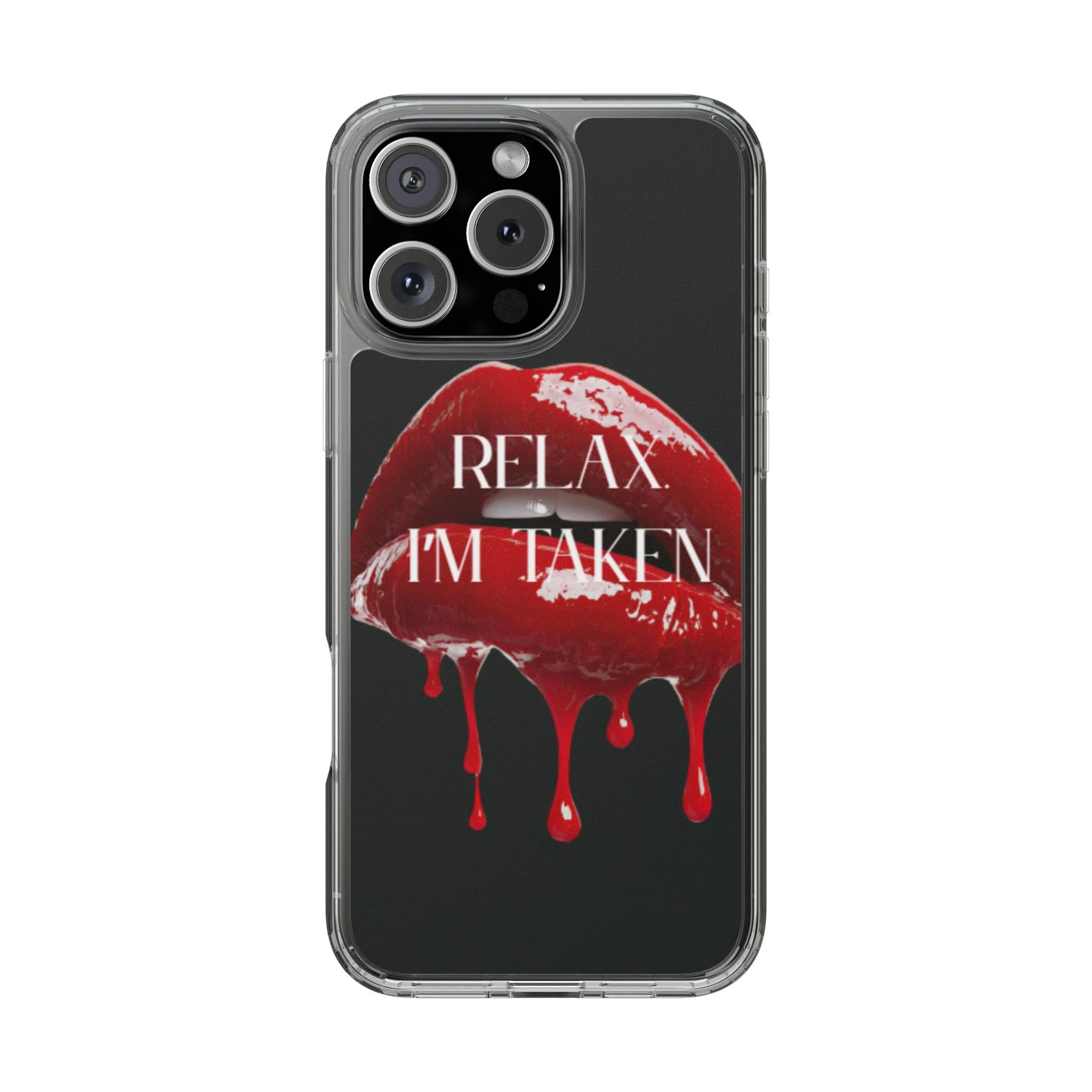 Clear Phone Case — Black Dripping Red Lips Design with 