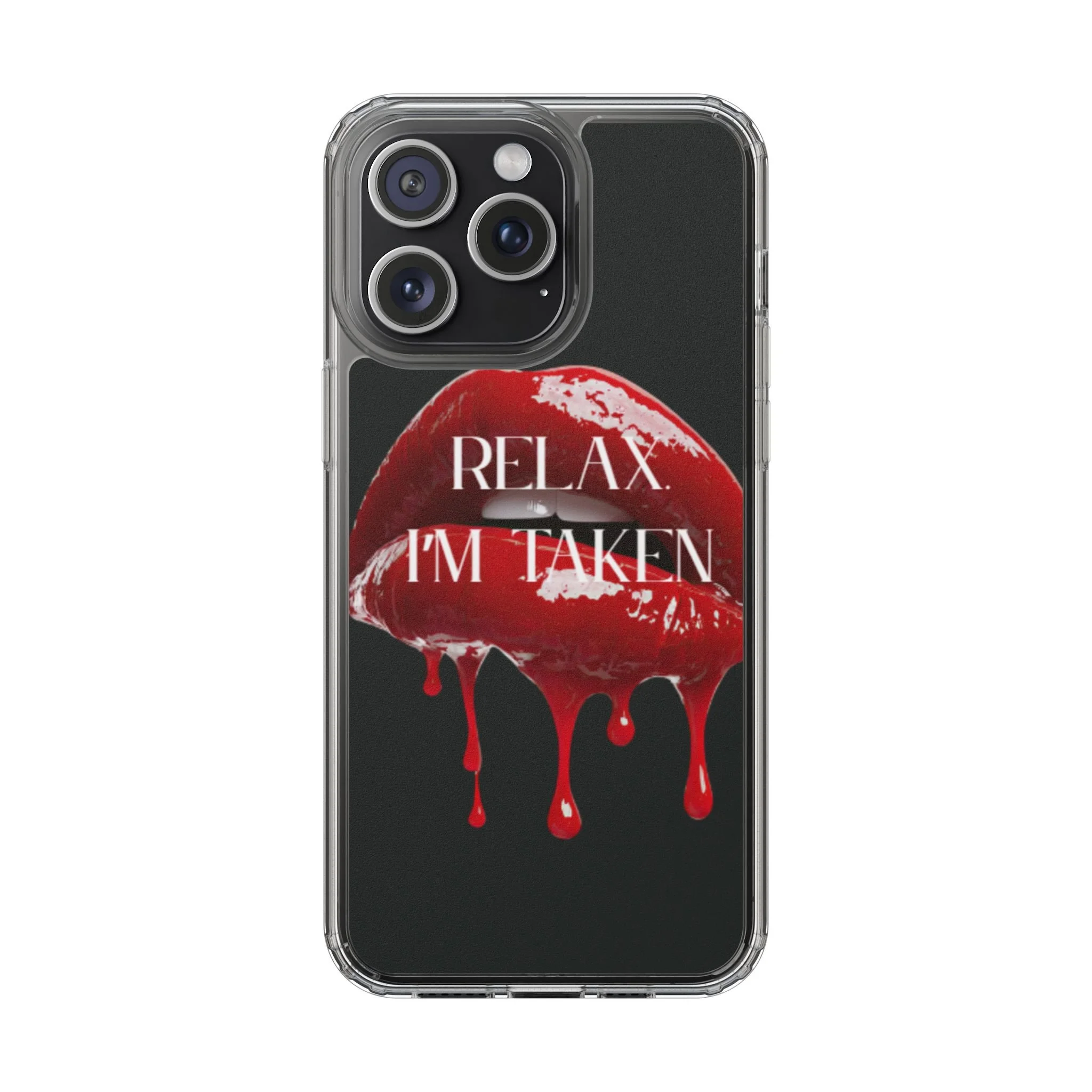 Clear Phone Case — Black Dripping Red Lips Design with 